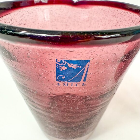 Z Gallerie Amici Provence Purple Amethyst Art Glass Air Bubble Glasses Set Of 2 - Picture 3 of 7